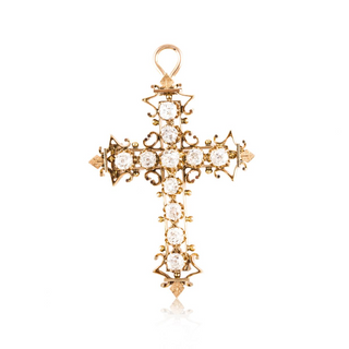 Vintage/Estate 14K Gold Diamonds Religious Pendant