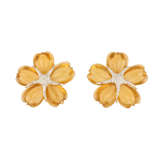 Tenenbaum Collection 18K Gold Citrines Clip Earrings with Diamonds