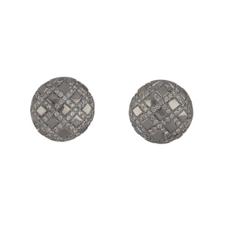 Vintage/Estate 18K White Gold Diamonds Button Earrings