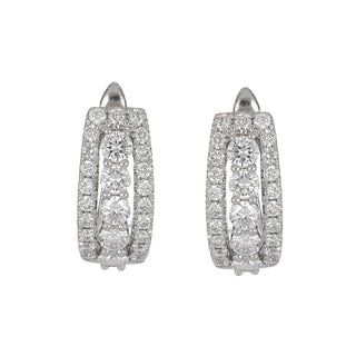 Vintage/Estate 18K White Gold Diamonds Hoop Earrings