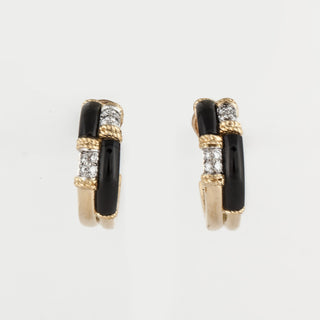 Kutchinsky 18K Gold Diamonds Hoop Earrings with Onyxes