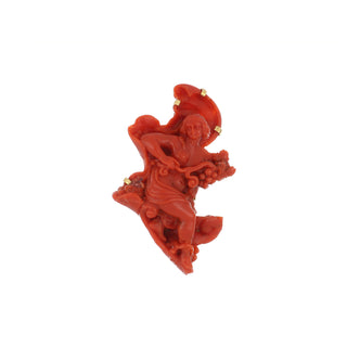 14K Gold Coral Brooch