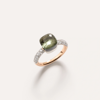 Pomellato Two-Tone 18K Gold Prasiolite Nudo Petit Ring with Diamonds