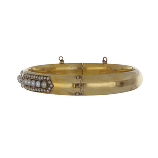 14K Gold Freshwater Pearl Bangle Bracelet