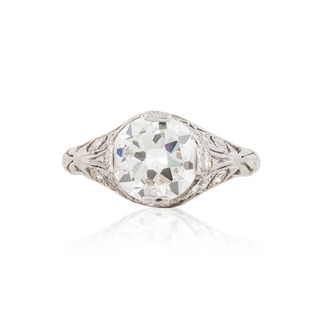 Edwardian GIA 1.72 Carat Round Brilliant-Cut Diamond Solitaire Engagement Ring