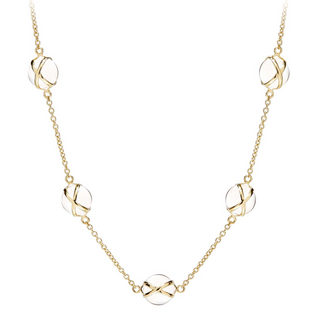 L. Klein 18K Gold Rock Crystals Station Necklace