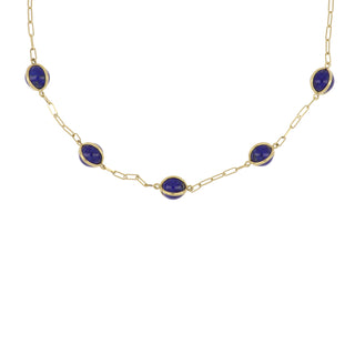 L. Klein 18K Gold Celeste Lapis Station Necklace