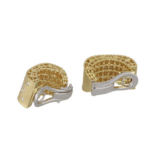 Roberto Coin Two-Tone 18K Gold Diamond Clip Earrings