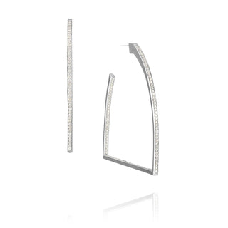 Vincent Peach Sterling Silver Diamond Stirrup Hoop Earrings