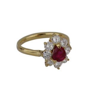 Tenenbaum Workshop 18K Gold Ruby Cluster Ring with Diamonds