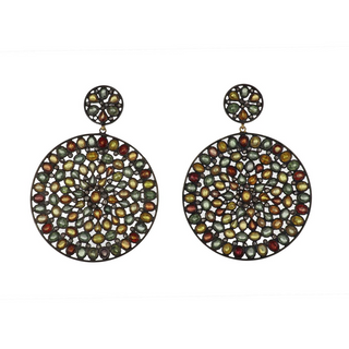 Maharaja Two-Tone Sterling Silver Sapphire Drop Earrings with Diamond