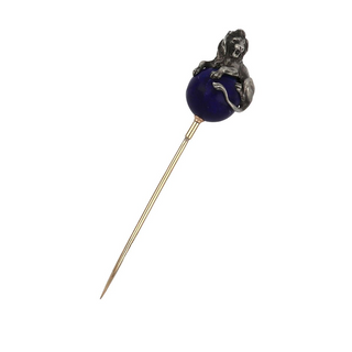 Two-Tone Gold & Silver Lapis Stick Pin