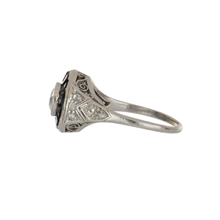 Vintage/Estate White Platinum Diamond Target Ring with Diamonds