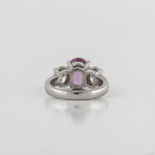 Platinum Pink Sapphire and Diamond 3 Stone Ring