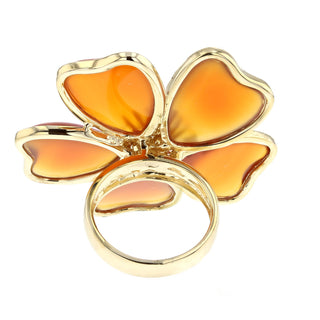 Tenenbaum Collection 18K Gold Carnelian Flower Ring with Diamonds