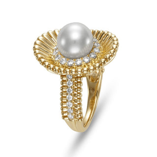 Mastoloni 18K Gold Freshwater Pearl Cocktail Ring with Diamond