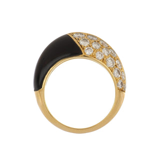 Mauboussin 18K Gold Onyxes Cocktail Ring with Diamonds