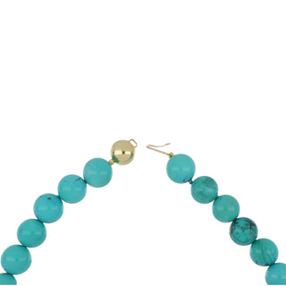 Mid-Century 14K Gold Turquoise Bead Necklace with Earrings