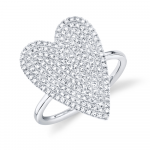 Shy Creation 14K White Gold Pavé Diamond Heart Ring