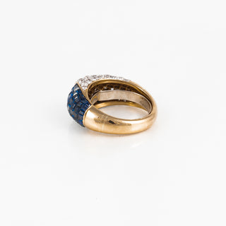 Vintage/Estate 18K Gold Diamonds Dome Ring with Sapphires