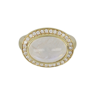 Mazza 14K Gold Moonstone Cluster/Halo Ring with Diamond