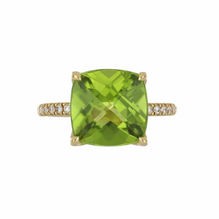 Lisa Nik 18K Gold Peridot Cocktail Ring with Diamonds