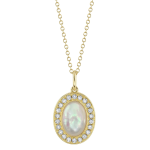 Shy Creation 14K Gold Mother Of Pearl Pendant Necklace with Diamond