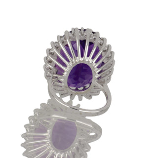 Vintage 14K White Gold Amethyst Ring with Diamonds