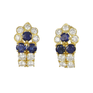 Tenenbaum Workshop 18K Gold Diamond and Sapphire Clip Earrings