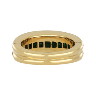 Estate 18K Gold Emerald Hinged Band with Diamonds