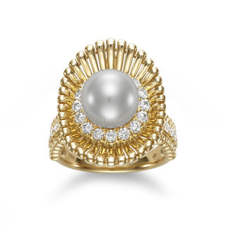 Mastoloni 18K Gold Freshwater Pearl Cocktail Ring with Diamond