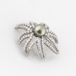 Tiffany & Co. Platinum Pearl Brooch with Diamonds