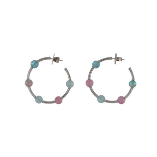 Tenenbaum Collection 18K White Gold Tourmalines Hoop Earrings