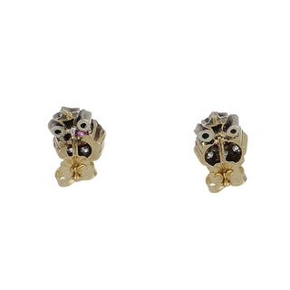 Tenenbaum Workshop Two-Tone G&S Rubies Stud Earrings with Diamonds