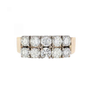 Mid-Century Two-Tone 14K Gold Round Brilliant-Cut Diamonds Half Band