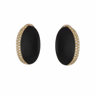 Antonio Papini 18K Gold and Wood Clip Earrings with Diamonds