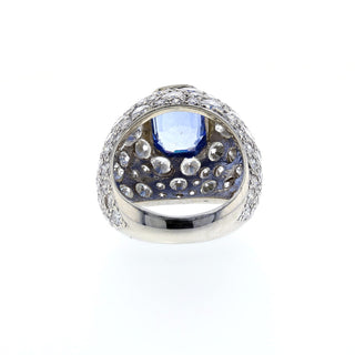 Vintage/Estate White 14K Gold Sapphire Dome Ring with Diamonds