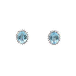 Tenenbaum Collection 18K White Gold Aquas Stud Earrings with Diamonds