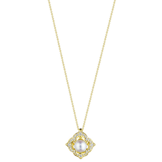 Verragio 18K Gold Diamond Pendant Necklace with Pearl