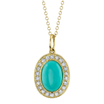 Shy Creation 14K Gold Turquoise Pendant Necklace with Diamond