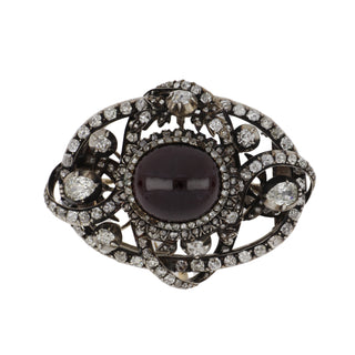 Vintage/Estate Yellow G&S Diamond Brooch with Garnets