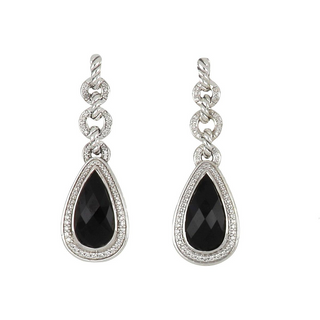 David Yurman Sterling Silver Diamond Multi Drop Earrings