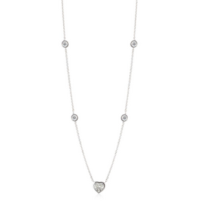 Tenenbaum Workshop 18K White Gold Heart Shape Diamond Station Necklace