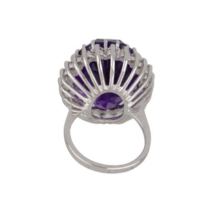 Vintage 14K White Gold Amethyst Ring with Diamonds