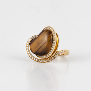 Roberto Coin 18K Gold Tigers Eye Cluster/Halo Ring with Diamonds