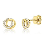 Shy Creation 14K Gold Diamond Love Knot Stud Earrings