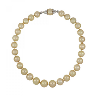 Tiffany & Co. 18K White Gold South Sea Pearl Bead Necklace with Diamonds