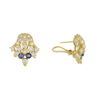 Tenenbaum Workshop 18K Gold Diamond and Sapphire Spray Earrings