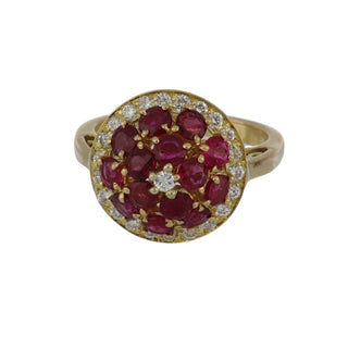 Tenenbaum Workshop 18K Gold Ruby Cocktail Ring with Diamonds