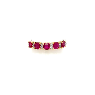 Tenenbaum Collection Two-Tone 18K Gold Rubies Cluster/Halo Ring with Diamonds